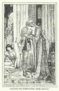 „Blanche królowa-matka całuje Hermana” (lito) autorstwa Henry Justice Ford