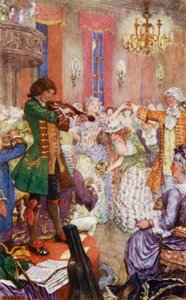 Blind Jack gra na skrzypcach na balach montażowych autorstwa Henry Justice Ford