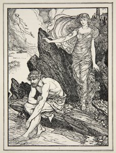Calypso lituje się nad Ulissesem, z „Opowieści o greckich morzach” Andrew Langa autorstwa Henry Justice Ford
