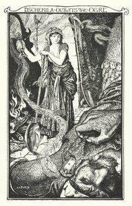 Dschemila przechytrza ogra (rycina) autorstwa Henry Justice Ford