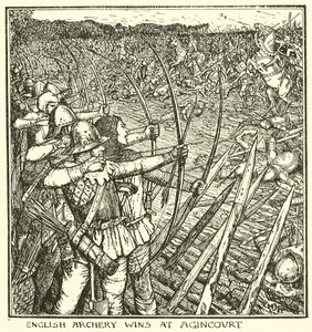 Angielskie łucznictwo wygrywa w Agincourt autorstwa Henry Justice Ford