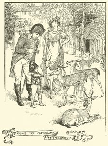 Nakarmienie Gazel Tytoniem (grawerunek) autorstwa Henry Justice Ford
