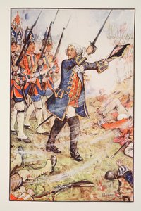 Jerzy II w Dettingen, 1743, ilustracja z "A History of England" C.R.L. Fletchera i Rudyarda Kiplinga, 1911 autorstwa Henry Justice Ford