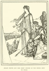 Helen wskazuje Priamowi głównych bohaterów w greckiej armii autorstwa Henry Justice Ford