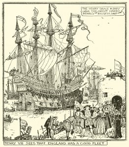 Henryk VIII widzi, że Anglia ma Dobrą Flotę autorstwa Henry Justice Ford