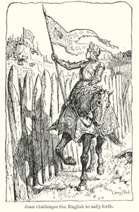 Joan rzuca wyzwanie Anglikom, by ruszyli naprzód (litografia) autorstwa Henry Justice Ford