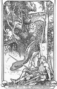 King Arthur and the Questing Beast Ilustracja HJ Forda (1860-1940) z „Księgi romansów” 1902 Zbiory prywatne autorstwa Henry Justice Ford