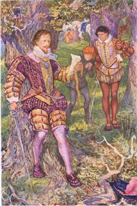Leicester czyta list Amy, ilustracja z Kenilworth, ok. 1910 autorstwa Henry Justice Ford