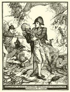 Nelson zastrzelony w bitwie pod Trafalgarem, 21 października 1805 r autorstwa Henry Justice Ford