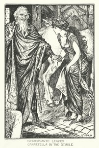 Scioravante pozostawia Cannetella w stajni (grawerunek) autorstwa Henry Justice Ford