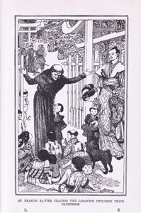 Św. Franciszek Ksawery uczy japońskie dzieci katechezy, 1912 r. autorstwa Henry Justice Ford