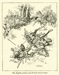 Angielscy łucznicy i francuscy zbrojni autorstwa Henry Justice Ford