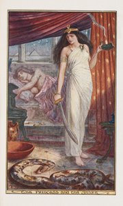 Księżniczka i wąż, ilustracja z The Brown Fairy Book autorstwa Andrew Lainga, 1904 autorstwa Henry Justice Ford
