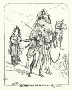 Czarny człowiek zmusza Udeę do chodzenia (grawerowanie) autorstwa Henry Justice Ford