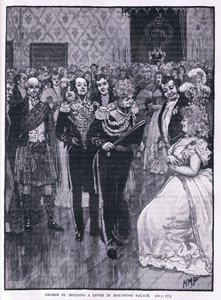 Jerzy IV trzymający levee w Pałacu Holyrood 1822 autorstwa Henry Marriott Paget