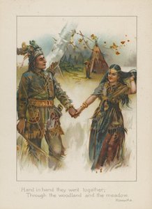 Trzymając się za ręce szli razem przez las i łąkę (chromolitho) autorstwa Henry Marriott Paget
