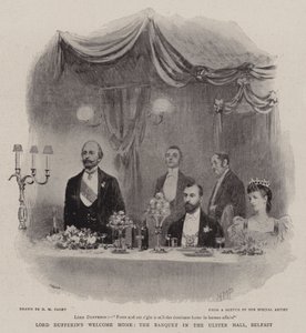 Witaj w domu Lorda Dufferina, bankiet w Ulster Hall, Belfast autorstwa Henry Marriott Paget