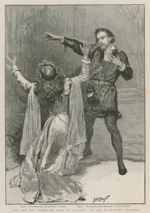 Pan and Mrs Beerbohm Tree w Hamlecie w teatrze Haymarket (grafika) autorstwa Henry Marriott Paget