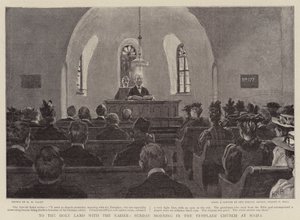 Do Ziemi Świętej z cesarzem, niedzielny poranek w kościele templariuszy w Hajfie autorstwa Henry Marriott Paget