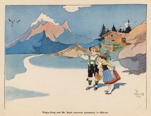 Ilustracja do książki "Przygody japońskiej lalki" (kolorowa litografia)