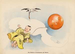 Ilustracja do książki "Przygody japońskiej lalki" (kolorowa litografia)