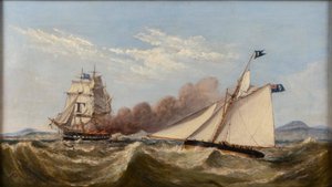 Pasażerowie uratowani z płonącego statku "Ocean Monarch". autorstwa Henry Melling