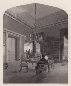Map Room United Service Club, Westminster, Londyn (grawerowanie) autorstwa Henry Melville