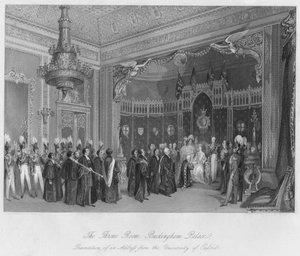 Sala tronowa, Pałac Buckingham. Prezentacja przemówienia z Uniwersytetu Oksfordzkiego, c184