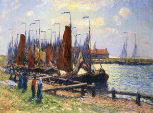 Port w Volendam, Holandia, 1900 r.