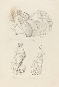 Draperia, trzy postacie, bachantka i dwie z natury autorstwa Henry Noel Humphreys after John Flaxman