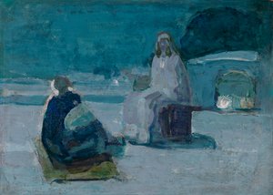 Studium dla Chrystusa i Nikodema na dachu, ca. 1923. autorstwa Henry Ossawa Tanner