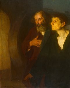 Dwóch uczniów przy grobie, c. 1906.