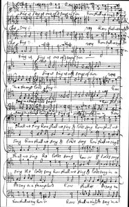 Autograf rękopisu partytury Psalmu 137 Jak śpiewać pieśń Pana w obcej krainie przed 1683 autorstwa Henry Purcell