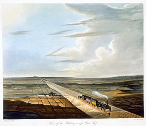 „Widok kolei przez Chat Moss”, Liverpool i Manchester Railway, 1833 r.