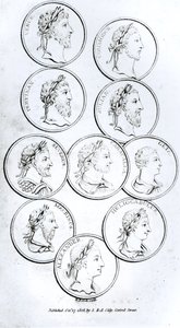 Portrety cesarzy rzymskich, z „Historii schyłku i upadku Cesarstwa Rzymskiego”, tom I, autorstwa Edwarda Gibbona, 1808