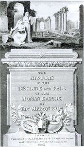 Karta tytułowa "Historii upadku cesarstwa rzymskiego" Edwarda Gibbona, tom 1, 1808 r.