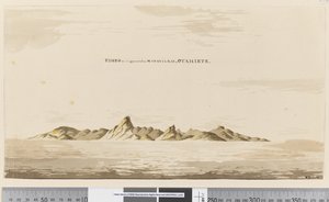 Strona 25aa Eimeo, jak się wydaje z Zatoki Matavai, Otahiete, 1768-75 (pióro i atrament i pranie)