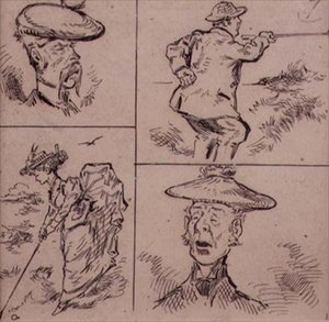 Golfiści, ilustracja z magazynu „Graphic”, wyd. c.1870 (lito)