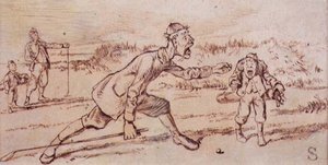 Krzycząc do Caddie, ilustracja z magazynu „Graphic”, wyd. c.1870 (lito)