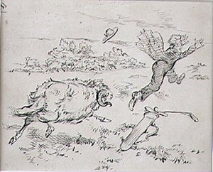 The Disturbed Golfer, ilustracja z magazynu „Graphic”, wyd. c.1870 (lito) autorstwa Henry Sandercock