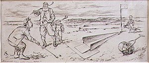 The Guided Golfer, ilustracja z magazynu „Graphic”, wyd. ok. 1870 (lito)