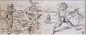 Niecierpliwy golfista, ilustracja z magazynu „Graphic”, wyd. c.1870 (lito)