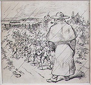 The School Boy Golfers in the Rain, ilustracja z magazynu „Graphic”, wyd. c.1870 (lito)