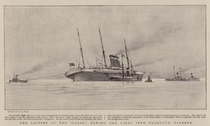 Salving na Paris, holowanie liniowca do portu Falmouth autorstwa Henry Scott Tuke