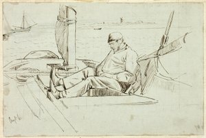 Mężczyzna siedzący w żaglówce autorstwa Henry Stacy Marks