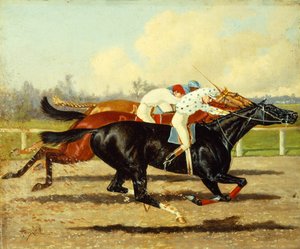 Galilea, Dobbins i Domino Running in the Futurity Stakes, Belmont Park autorstwa Henry Stull