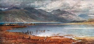 Wzgórza Morven z Appin, Argyllshire (kolorowa litografia)