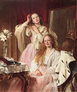 Portret Emmy i Frederiki Bankes z Soughton Hall przy toaletce, 1869 r.