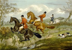 Scrambling Over a Hedge, płyta z „The Right and The Wrong Sort”, w Fores Hunting Sketches, grawerowana przez Johna Harrisa