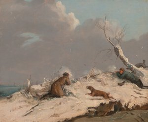 Strzelanie do kaczek zimą, ok. godz. 1825. autorstwa Henry Thomas Alken